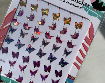 Pegatinas holográficas de mariposa para uñas - Calcomanías para uñas