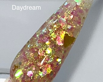 Polvo acrílico Daydream, polvo de inmersión, dips, polvo acrílico para uñas, polvo de inmersión para uñas, polvo acrílico con brillantina, polvo acrílico para uñas