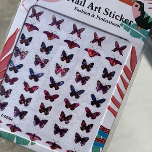 Multicolored Holographic Butterfly Nail Stickers - Nail Decals