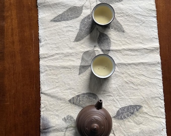 Botanical Dyed Altar Tea Runner- Tablecloth- Eco Printed Chabu