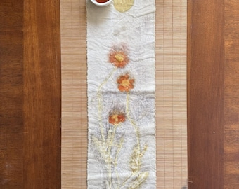 Floral Tea Runner- Botanical Table Runner- Altar Cloth- Natural Dyed