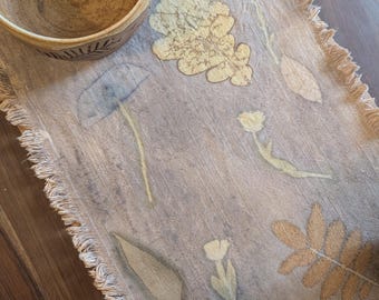 Botanical Dyed Tea Runner- Linen Runner- Natural Dyed Altar Cloth- Chabu