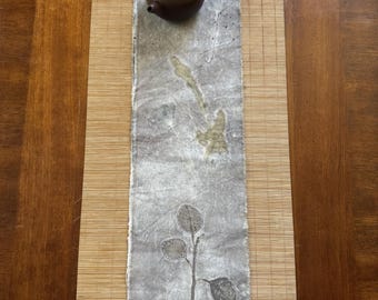 Botanical Tea Runner- Plant Dyed Ribbon-Chabu, Handmade