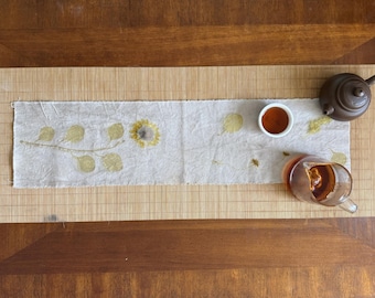 Botanical Tea Runner- Sunflower- Planet Dyed Chabu, Handmade