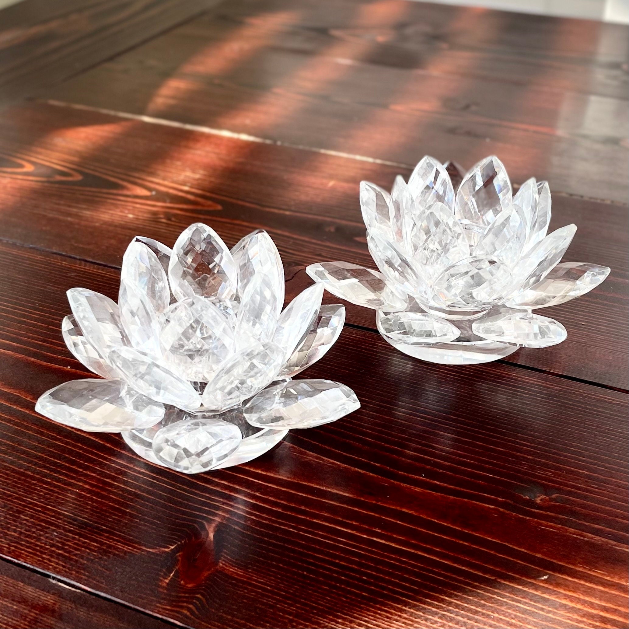 Crystal Lotus Flower Holder for Taper Candles Shannon Crystal Etsy