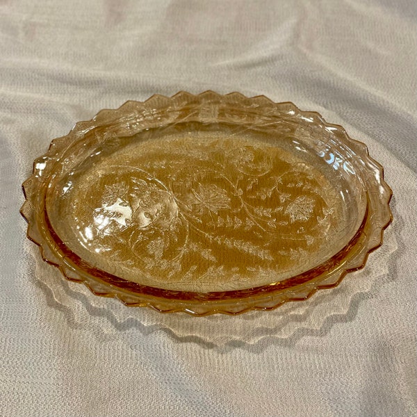 Jeanette Glass Co. Floragold serving dish in Louisa pattern