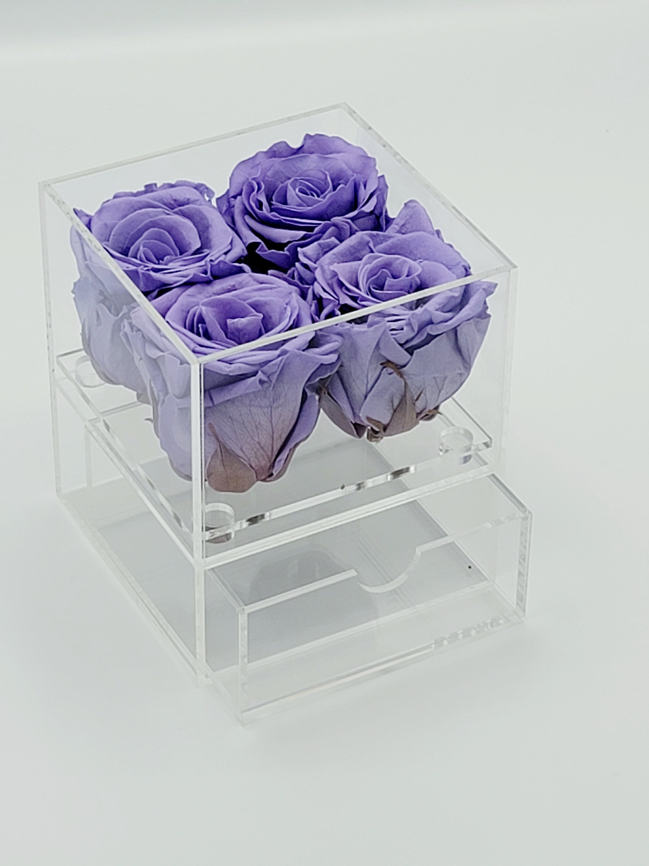 Preserved Rose in Acrylic Box with Draw Preserved Flowers Etsy