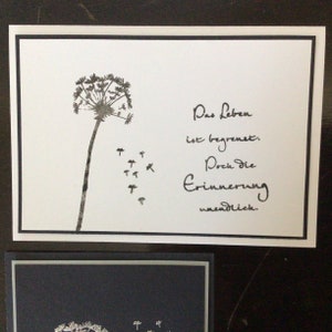 Handgefertigte Trauerkarte „Pusteblume“