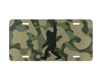 Camo Sasquash Vanity Plate, Camo Bigfoot License Plate, Bigfoot Vanity Plate, Sasquash License Plate, Camouflage Bigfoot License Plate