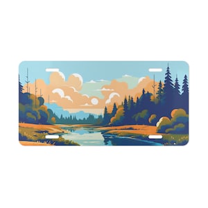 Nature License Plate, River License Plate Vanity Plate, Outdoors Scenery Vanity Plate, Vehicle front license plate