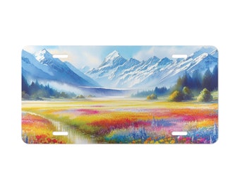 Mountain Meadow Vanity Plate, Mountain Meadow Car License Plate, Mountains and Meadow Vanity License Plate, Nature Meadow Vanity Plate