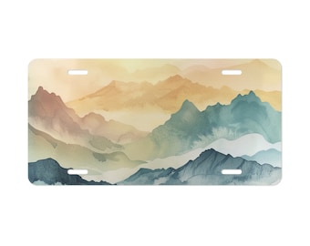 Mountains Vanity Plate, Mountains License Plate, Mountains Car Tag, Watercolor Mountains License Plate