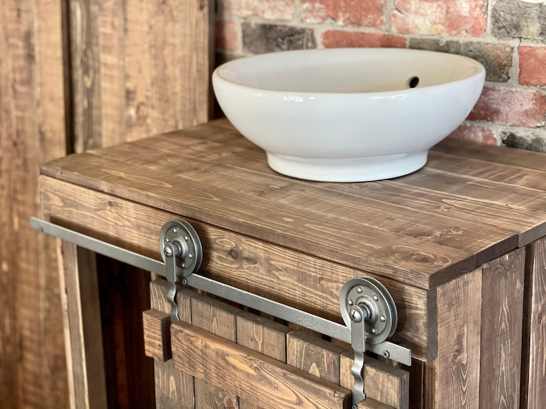 Rustic Bathroom Vanity With Sliding Barn Doors Remodeling - Etsy