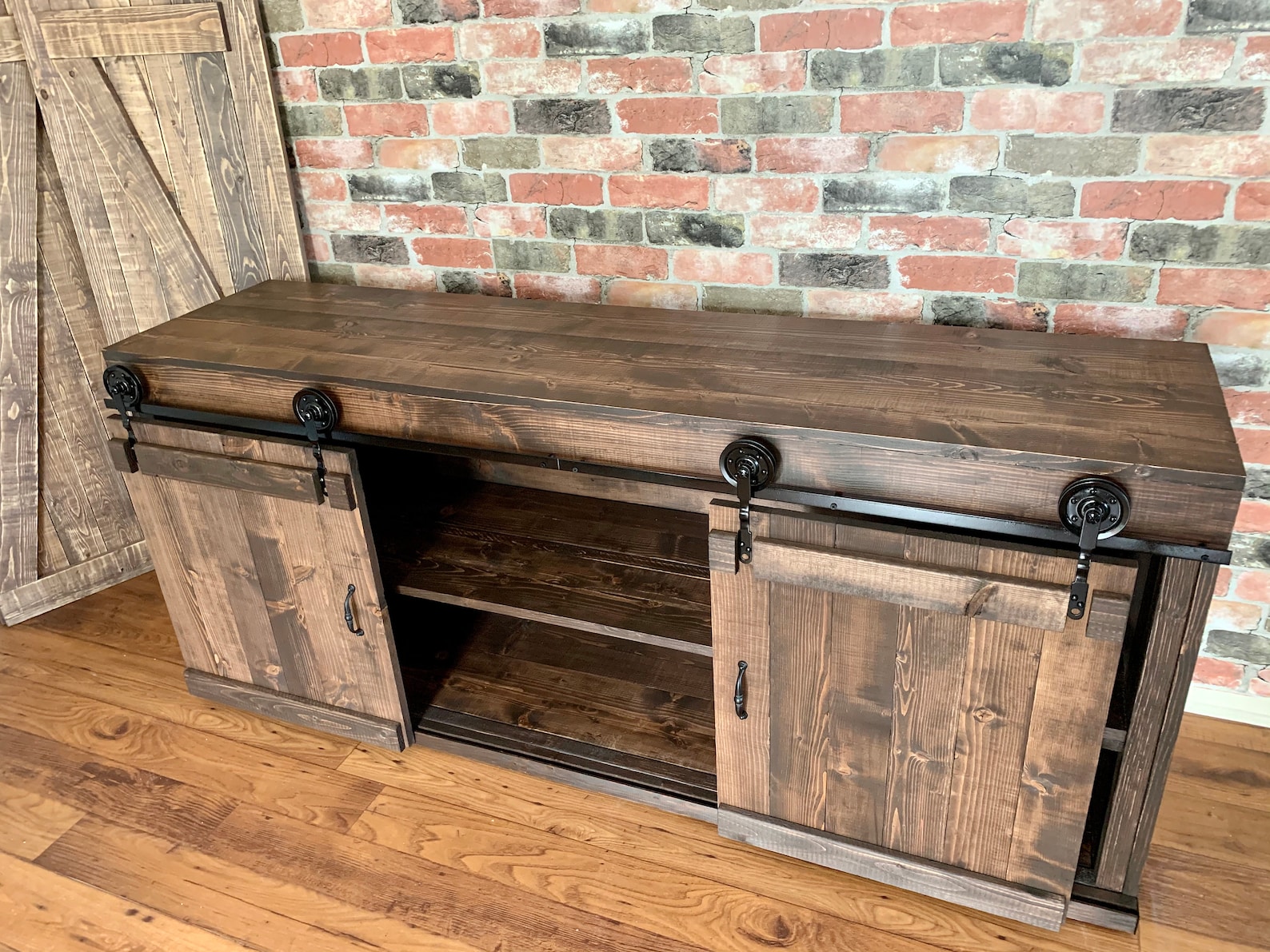 Rustic TV Stand Barn Doors Media Console Buffet Coffee Etsy