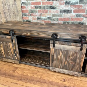 TV Stand Solid Wood Handmade  Minimalist  Drawers Barn Doors Decor Rustic Farmhouse Mid Century Console Cabin Remodeling Cabinet Modern