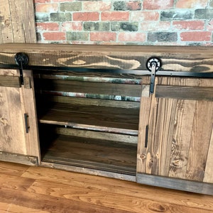 TV Stand Solid Wood Handmade  Minimalist  Drawers Barn Doors Decor Rustic Farmhouse Mid Century Console Cabin Remodeling Cabinet Modern