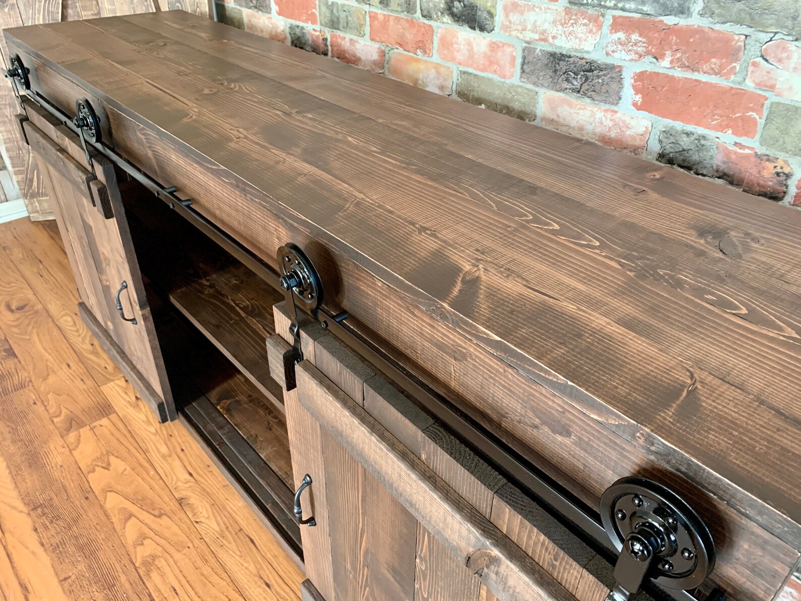 Rustic TV Stand Barn Doors Media Console Buffet Coffee Etsy
