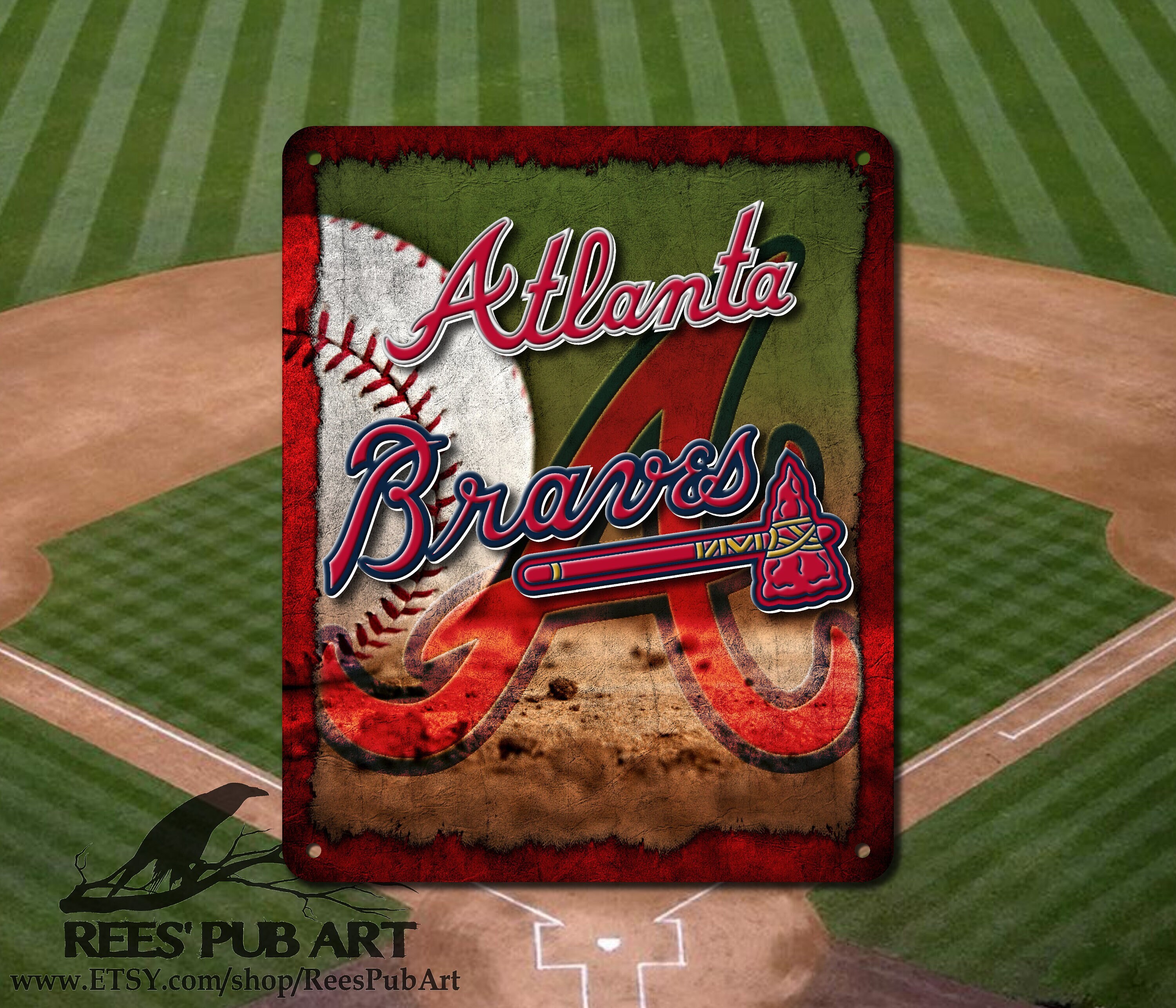MLB Atlanta Braves Tin Sign 8x10 Etsy