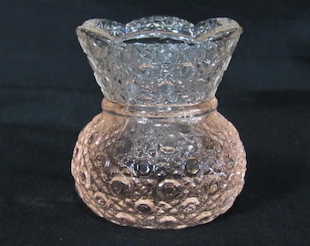 Mosser Pink Glass Daisy and Button Toothpick Holder