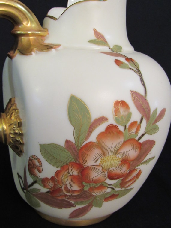 Royal Worcester Blush Ivory 1094 Flat Back Pitcher Hand Painted 