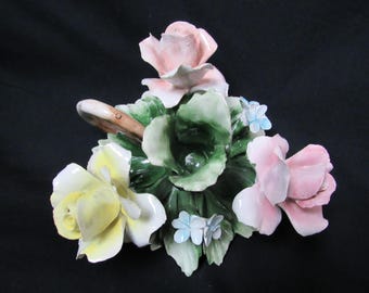 Vintage Capodimonte Roses Candle Holder – Hand-Crafted Floral Porcelain