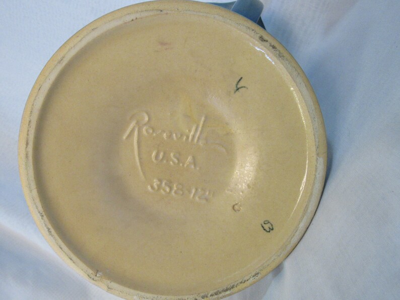 Roseville Art Pottery Blue Cosmos 12 Handled Basket 35812 Etsy