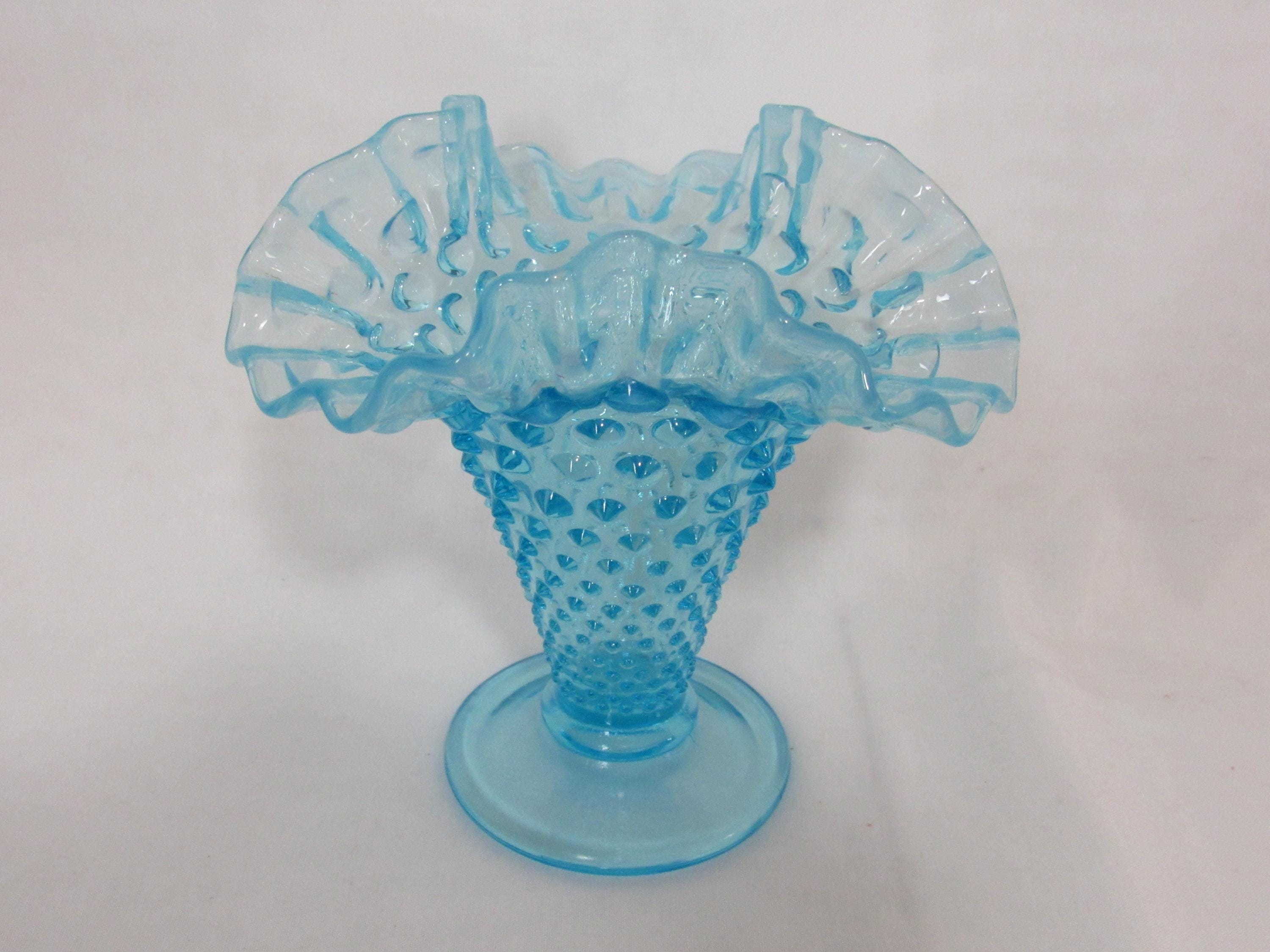 Fenton Blue Ruffled Vase - Etsy