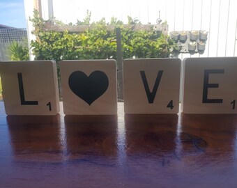 Timber scrabble letters for home | Love