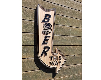 Fathers Day signs for the home bar | Beer this way arrow