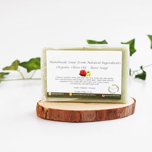 Rose Olive Oil Soap Organic Natural Vegan Toxin Free Moisturizing Soothing Relaxing Face Body Hand Floral Soap GREEK GIFT Palm Oil Free