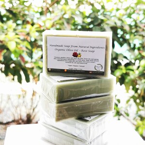 Rose Olive Oil Soap Organic Natural Vegan Toxin Free Moisturizing Soothing Relaxing Face Body Hand Floral Soap GREEK GIFT Palm Oil Free