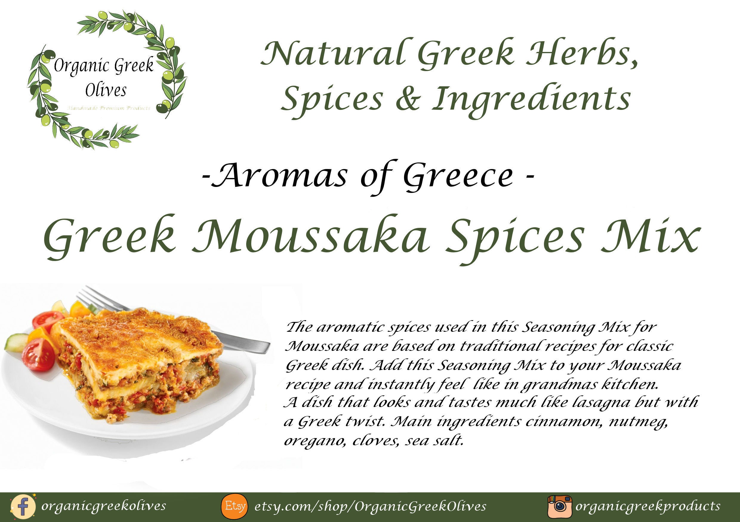 Moussaka Seasonings Mix for Greek Spice Blend Herbs Aromatic Greek