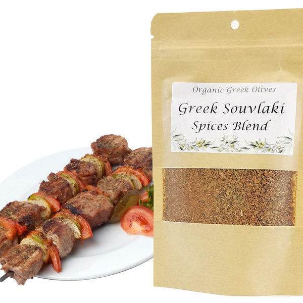 Greek Souvlaki Seasonings Mix Spice Blend Herbs Aromatic Grilled Chicken Beef Pork Lamb Vegetable Kebab Organic Traditional Greek Food