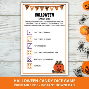 Halloween Candy Dice Game, Halloween Dice Game, Halloween Candy Game, Halloween Party Games, Fun Halloween Games, Instant Download