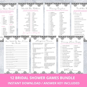 Printable Bridal Shower Games, Bridal Shower Games Bundle, Instant ...