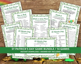 Printable St Patrick's Day Game Bundle, St Patrick Day Games, St. Patrick's Party Games, St Patrick Day Games For Kids, St Patty's Day Games