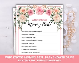 Who Knows Mommy Best Game, How Well Do You Know Mommy, Mommy Questionnaire Game, Floral Baby Sprinkle, All About Mom Game