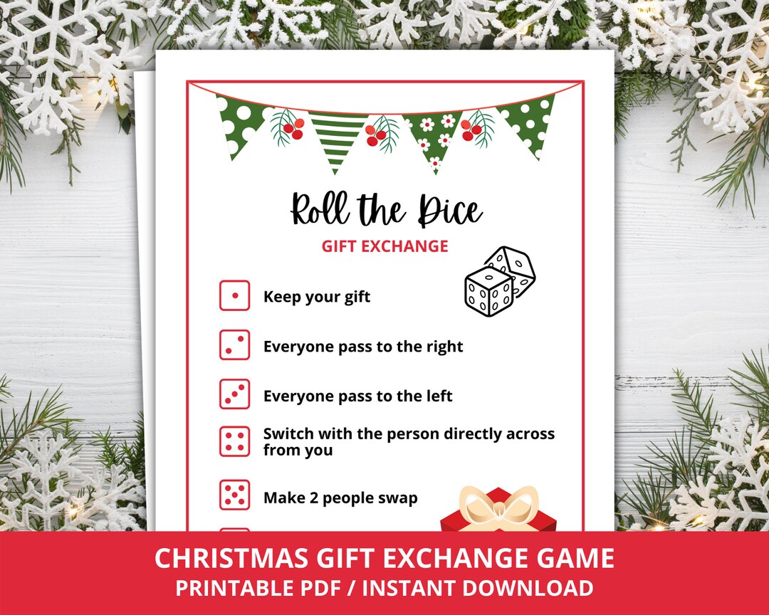 Christmas Gift Exchange Game, Dice Gift Exchange Game, Pass the Present ...