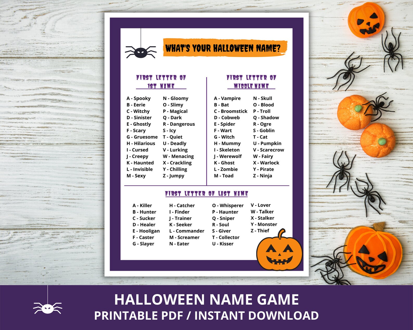 What's Your Halloween Name Halloween Name Game Halloween - Etsy