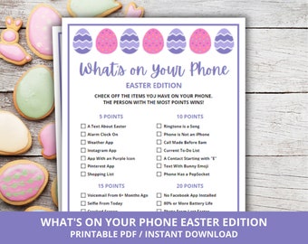 What&#39;s on Your Phone Easter Edition, Easter What&#39;s on Your Phone, Easter Party Game, Easter Phone Scavenger Hunt