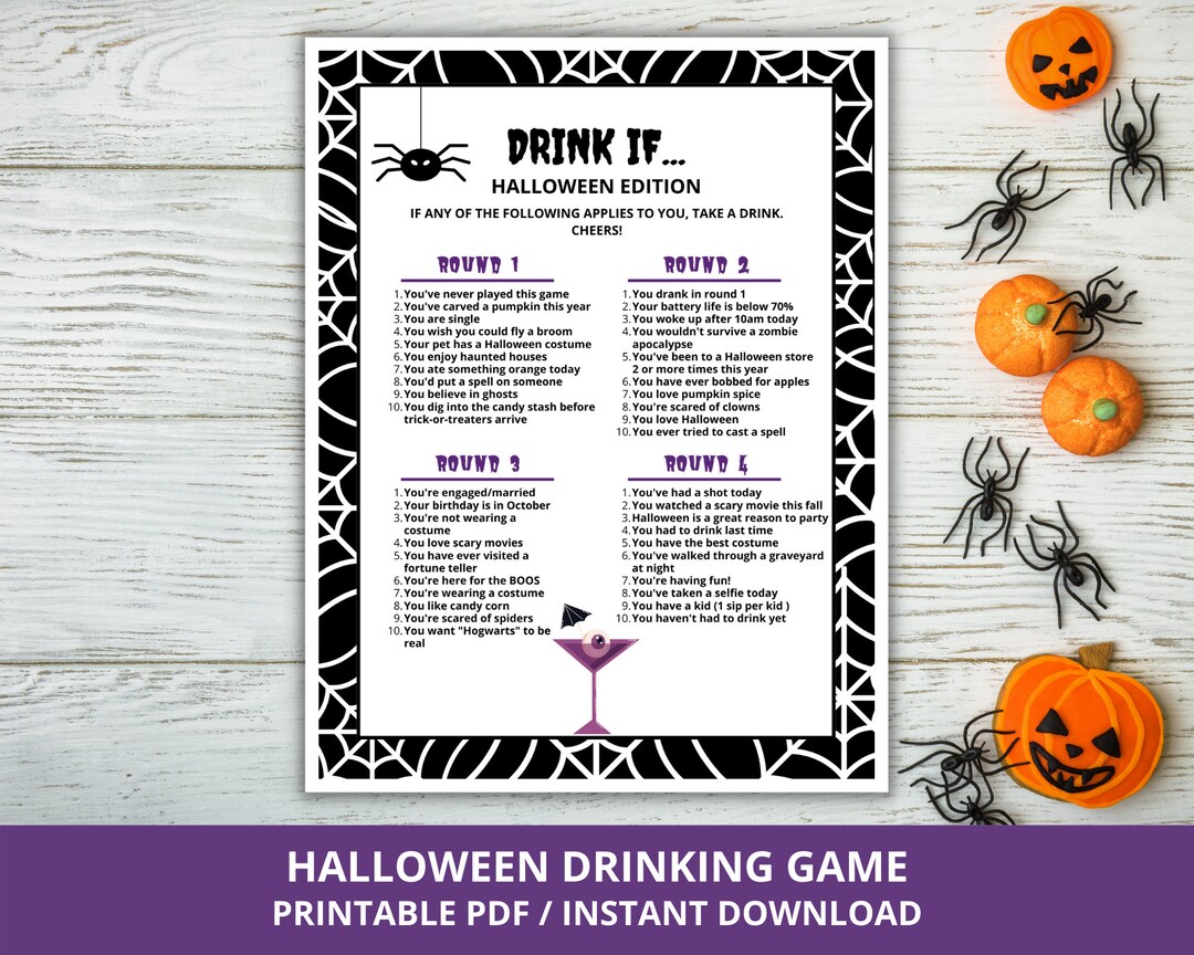 Free Printable Halloween Drink If Game for adults in 2023