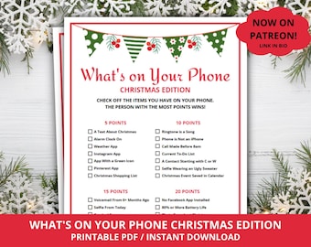 あなたの携帯電話に何があるのかクリスマス版、クリスマスのあなたの携帯電話に何があるのか、クリスマスパーティーゲーム、クリスマス向けゲーム、携帯電話の宝探しゲーム