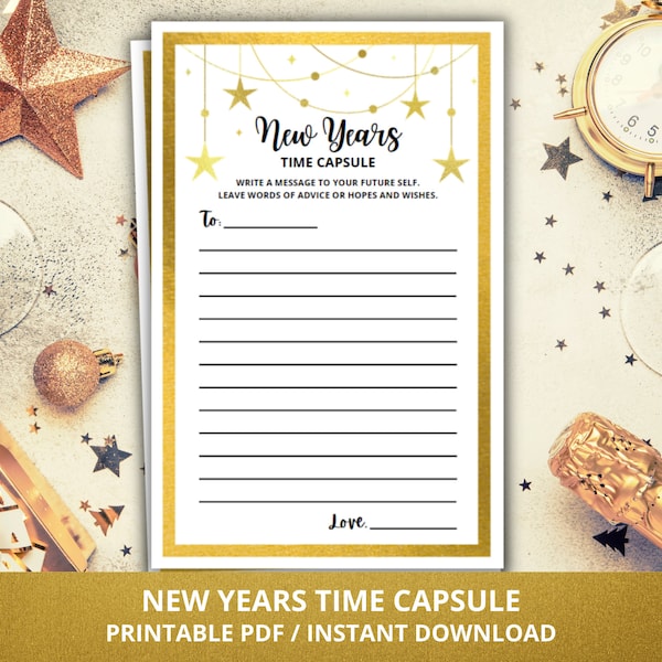 New Years Time Capsule, New Years Eve Time Capsule for Kids, New Year's Eve Printable Worksheet, New Years Eve Party Game, Year in Review