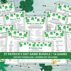 St Patrick&#39;s Day Game Bundle, St Patty&#39;s Day Games, St Patrick&#39;s Day Activities, St Patrick&#39;s Day Printables, Printable St Patricks Day Game