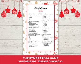 Christmas Trivia Game, Christmas Party Games, Holiday Trivia Game, Holiday Party Games, Christmas Trivia Printable Games