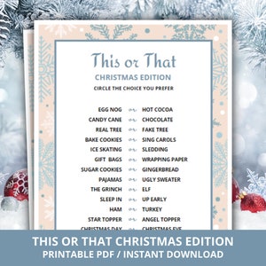 Christmas Would You Rather, Christmas This Or That Game, Holiday Party Games, Christmas Party Game, Christmas Activity, Xmas Party Game