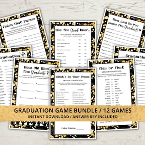 Juegos de graduación imprimibles, juegos de fiesta de graduación, paquete de juegos de fiesta de graduación, juegos de graduación imprimibles, quién conoce al graduado imagen 1