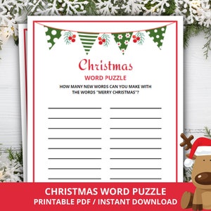 Christmas Word Puzzle Game, Winter Word Puzzle Game, Christmas Party Game, Christmas Word Game, Christmas Time Activities for Kids