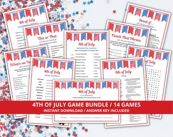 4th of July Games Bundle, 4th of July Games Printable, Independence Day Games, July 4th Party Games, Patriotic Games, 4th of July Activities