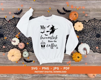 Balai café sorcière Halloween Svg Png Jpg Pdf (téléchargement numérique)